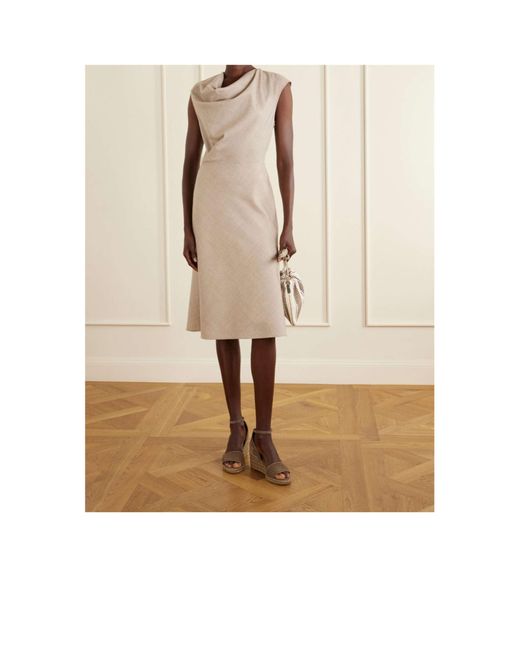 Brunello Cucinelli Natural Suede Espadrille Wedges With Broderie Anglaise