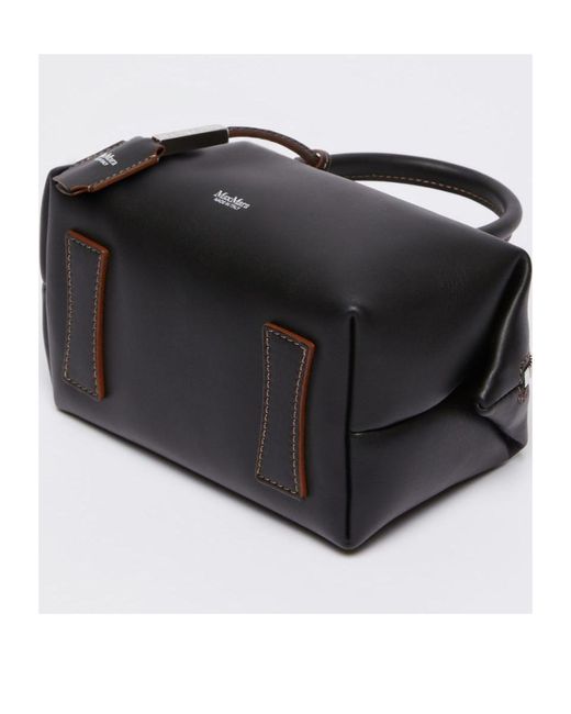 Max Mara Black Small Natural Leather Bowler Bag
