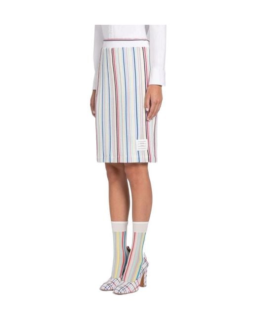 Thom Browne White Striped Knitted Skirt