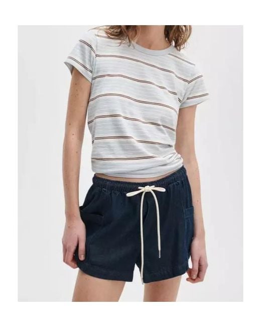Rag & Bone White The Slub Striped Tee