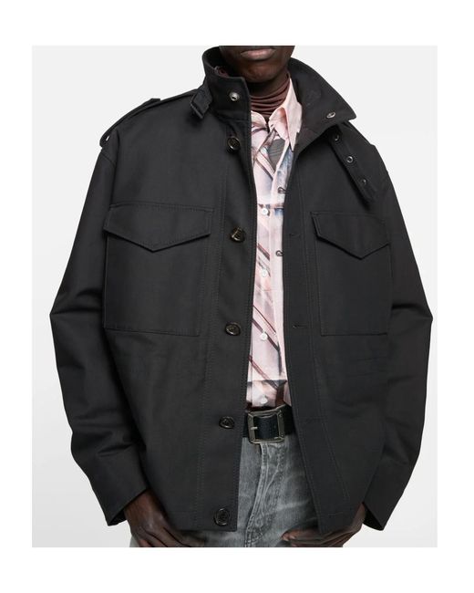 Acne Black Cotton Satin Blouson Jacket for men