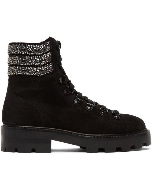 Jimmy Choo Black Ankle-Length Lace-Up Boots