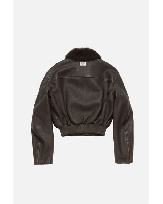 Acne Black Leather Bomber Jacket