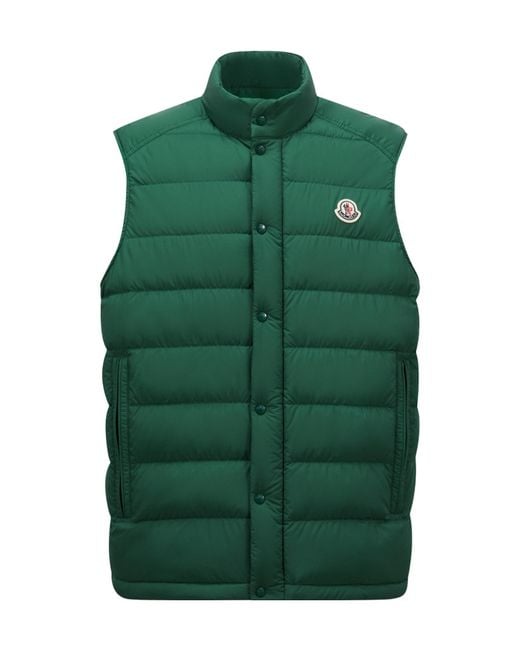 Moncler Green Barthe Logo Patch Padded Gilet for men