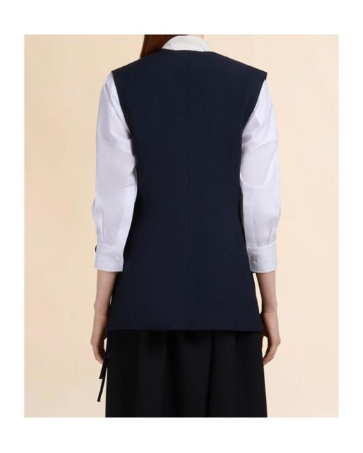 Marni Blue Single-Breasted Side Slit Waistcoat
