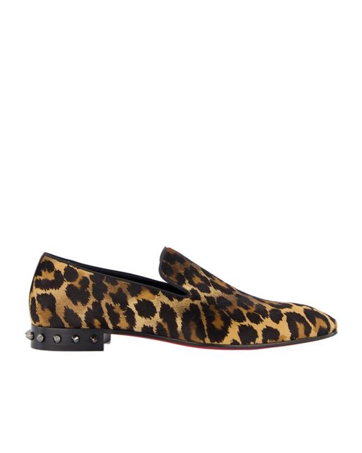 Christian Louboutin Brown Marquees Leopard-Print Slippers for men