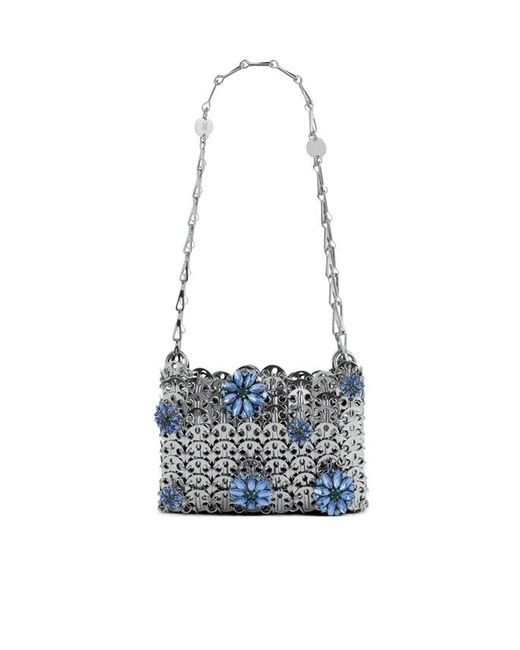 Rabanne White Rabanne Floral Strass Mesh Shoulder Bag
