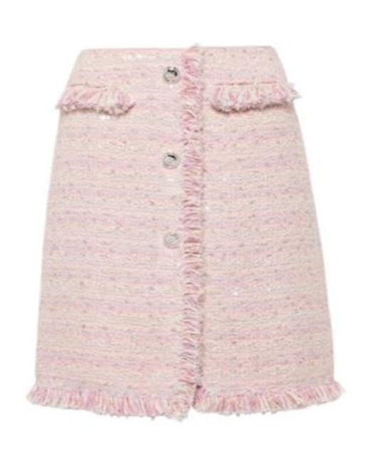 Giambattista Valli Pink High-Rise Tweed Miniskirt