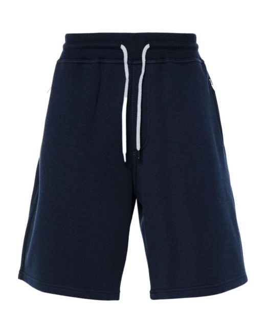 Brunello Cucinelli Blue Drawstring Straight Leg Bermuda Shorts for men