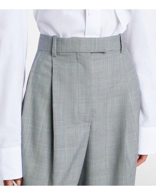 Givenchy Gray Checked Wool Wide-Leg Pants