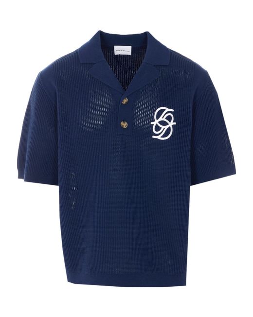 Drole de Monsieur Blue Knitted Polo Shirt for men