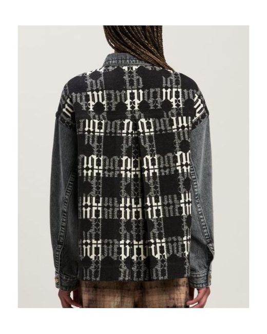 Palm Angels Black Monogram Jacquard Buttoned Denim Jacket