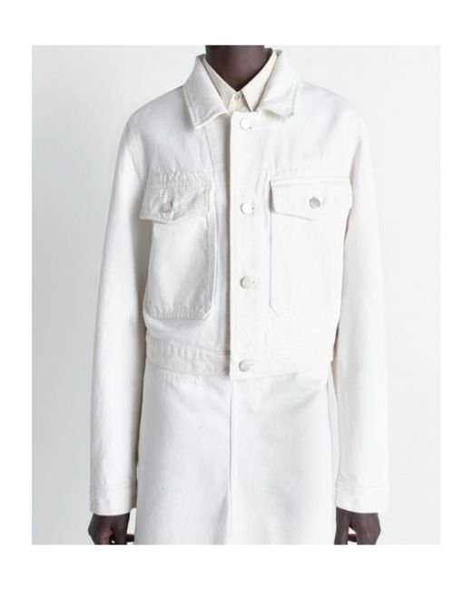 Lemaire White Button-Up Cropped Denim Jacket