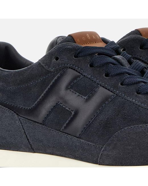 Hogan Blue Logo Patch Lace-Up Sneakers for men