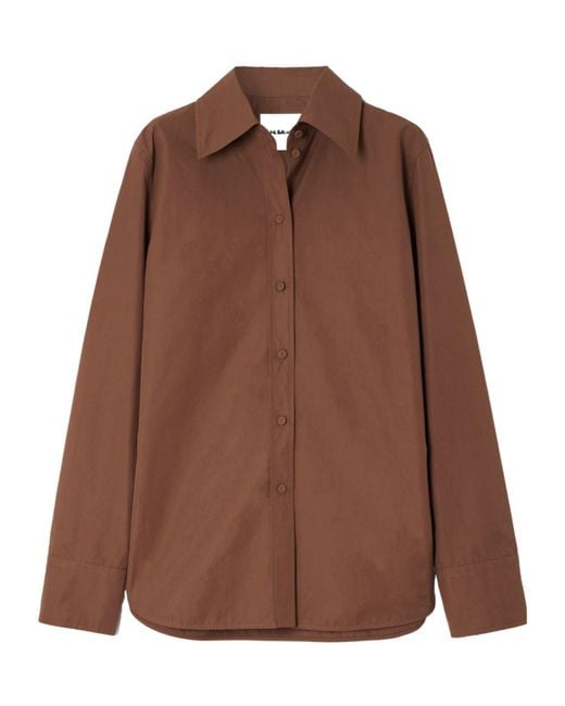 Jil Sander Brown Button-Down Long-Sleeve Shirt