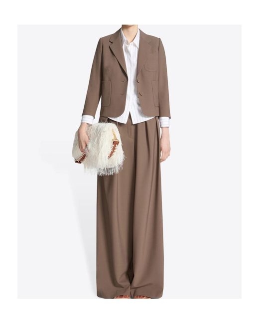 Dries Van Noten Brown Long-Sleeved Suit Jacket