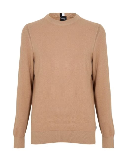 Boss Brown Crew-Neck Knit Sweater for men