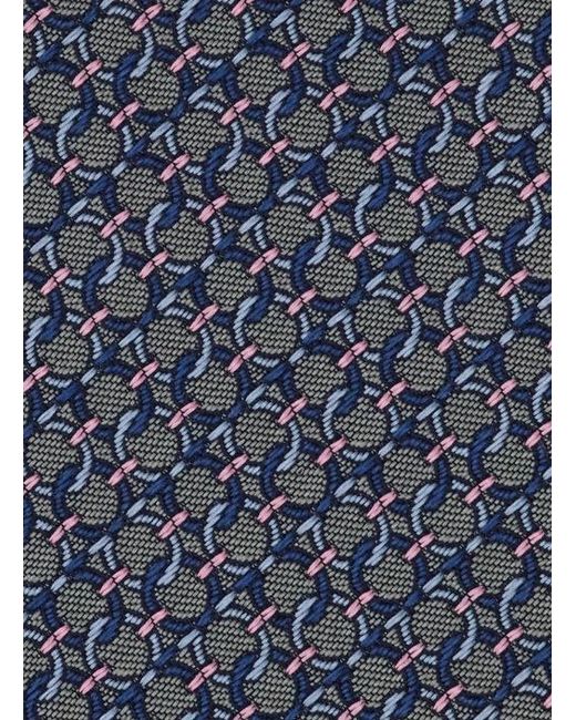 Ferragamo Blue Gancini Silk Jacquard Tie for men
