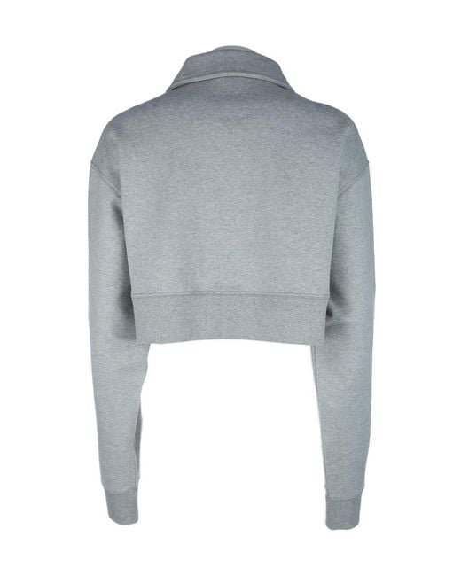 Miu Miu Blue Long-Sleeved Cropped Polo Shirt