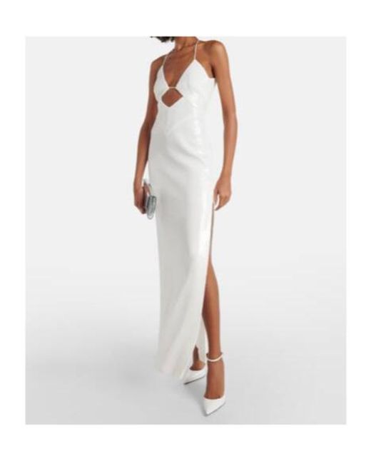 Galvan White Bridal Sequined Halterneck Gown