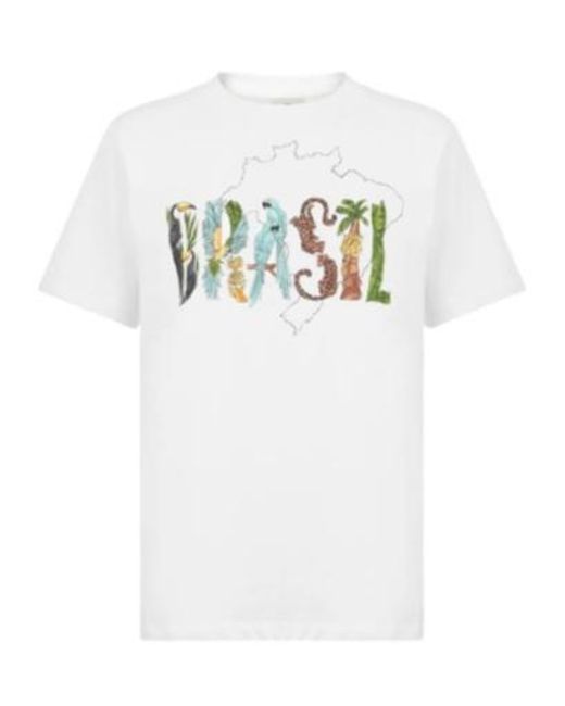 Farm Rio White Brasil Printed T-Shirt