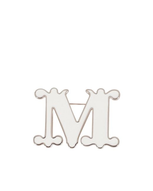 Max Mara White Letter-Design Brooch