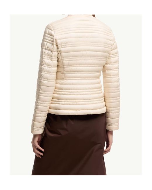 Moncler Natural Cataire Striped-Quilted Down-Filled Biker Jacket