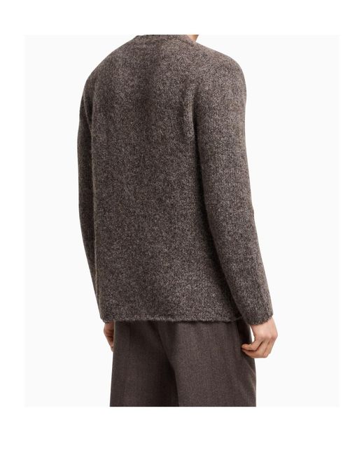 Emporio Armani Gray Crewneck Long-Sleeved Jumper for men
