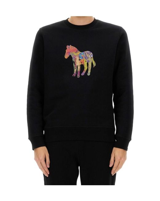 Paul Smith Black Ps Paul Smith Zebra Printed Crewneck Sweatshirt for men