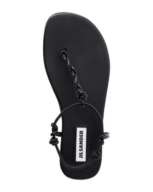 Jil Sander Black Braided Leather Sandals