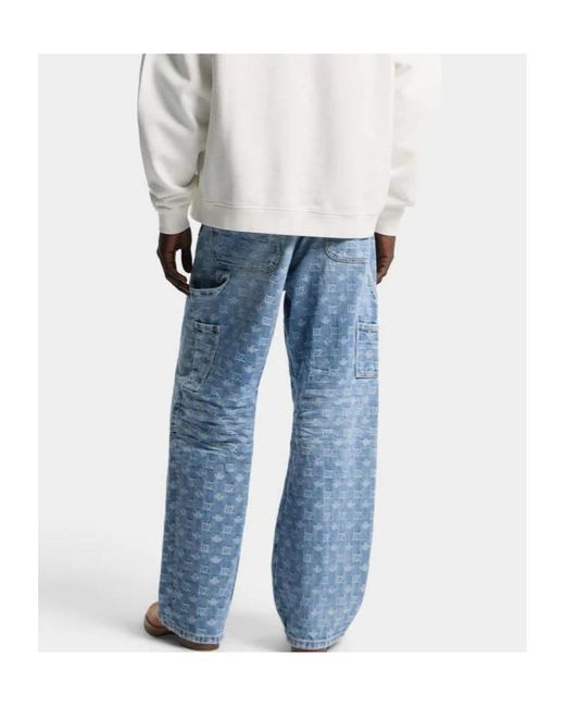 DSquared² Blue Light Wash Baggy Carpenter Jeans for men