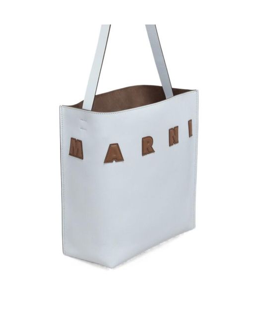 Marni White Museo Logo-Patch Small Shoulder Bag