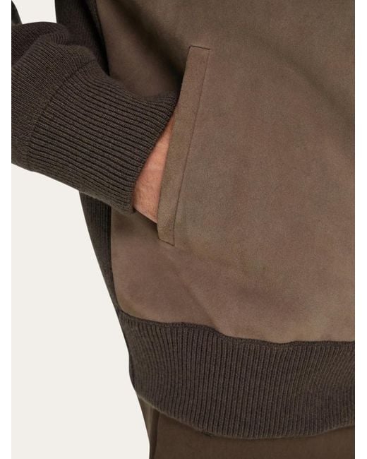 Ferragamo Brown Blouson With Leather Inserts for men