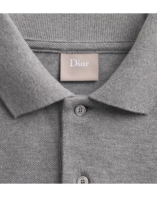 Dior Gray Homme Tonal Embroidery Polo Shirt for men