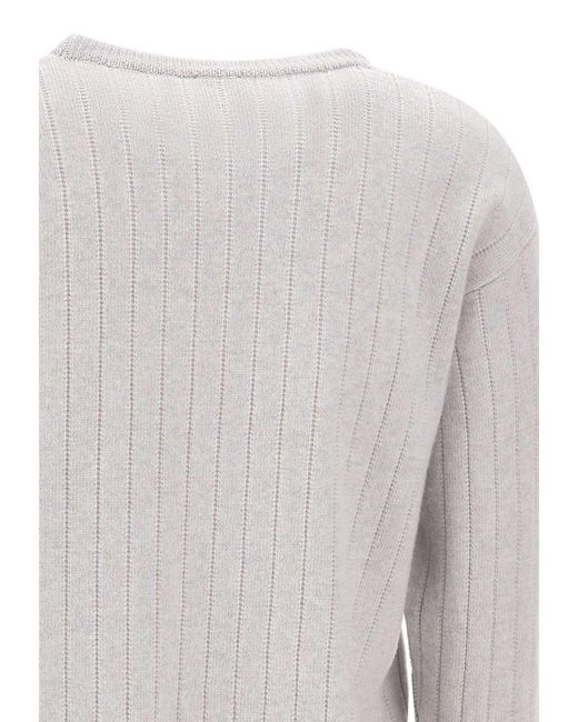 Eleventy Gray Textured Crew Neck Knitwear