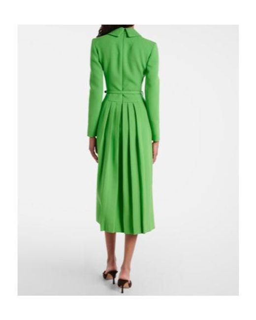 Emilia Wickstead Green Kalonice Wool Crêpe Midi Dress