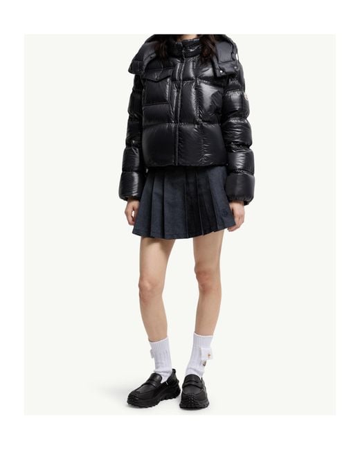 Moncler Black Erea Square-Quilted Hooded Short Down Jacket