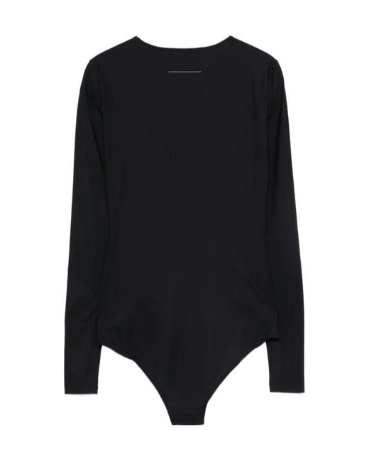 MM6 by Maison Margiela Black Long-Sleeved Bodysuit