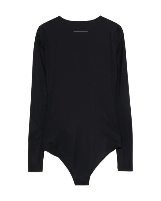 MM6 by Maison Margiela Black Long-Sleeve Bodysuit