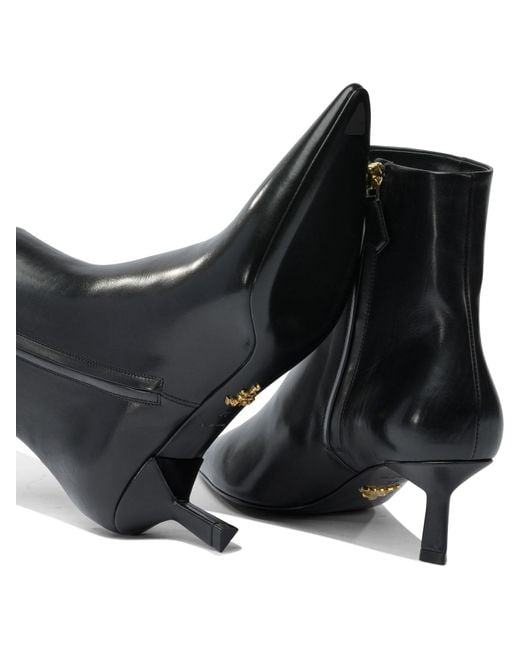 Prada Black Logo Leather Ankle Boots 30 Mm
