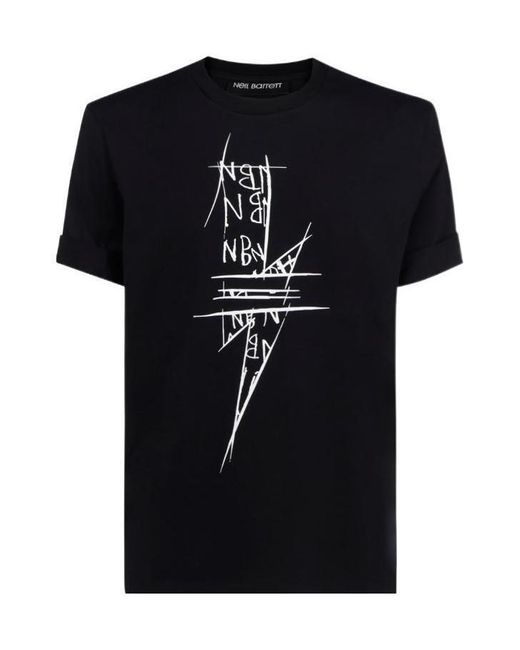 Neil Barrett Black T-Shirt With Round Neck And Short Sleeves for men