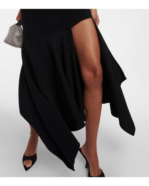 Mugler Black Sewn Off-The-Shoulder Dress