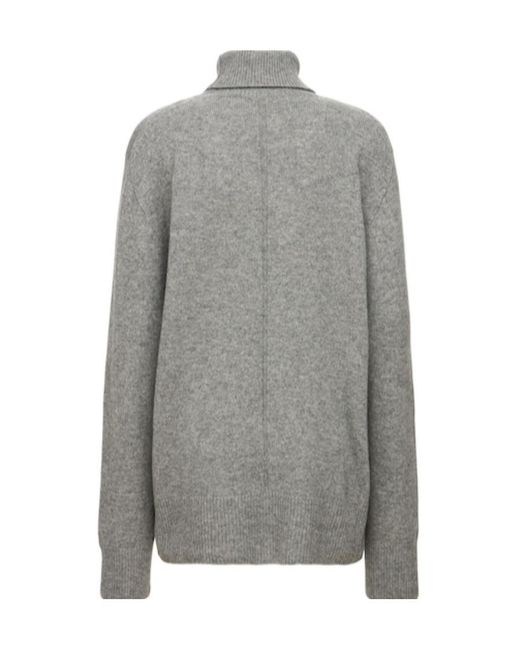 The Row Gray High-Necked Wool Knitted Pullover