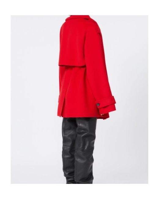 Sportmax Red Double-Breasted Belted Coat