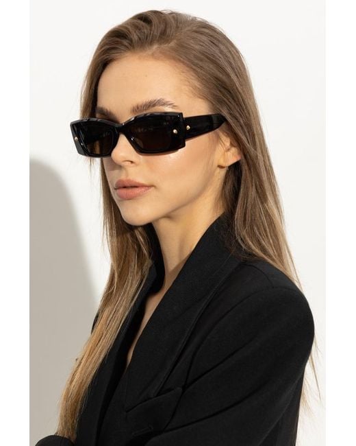 McQueen White Eyewear Rectangle Frame Sunglasses
