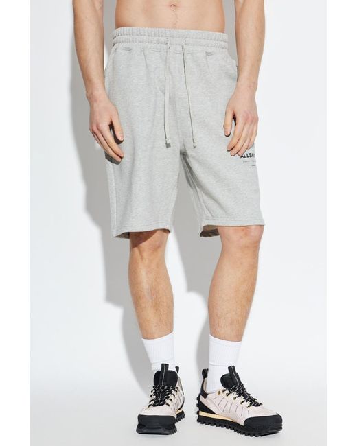 AllSaints Gray Undrgrnd Logo Sweat Shorts for men