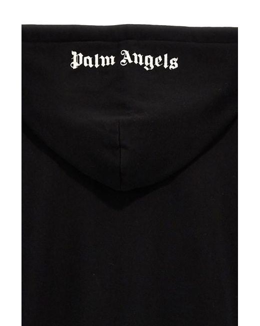 Palm Angels Black Logo Embroidered Hoodie for men
