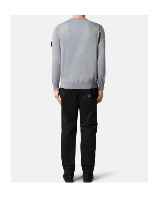 Stone Island Black Compass-Motif Straight Leg Trousers for men