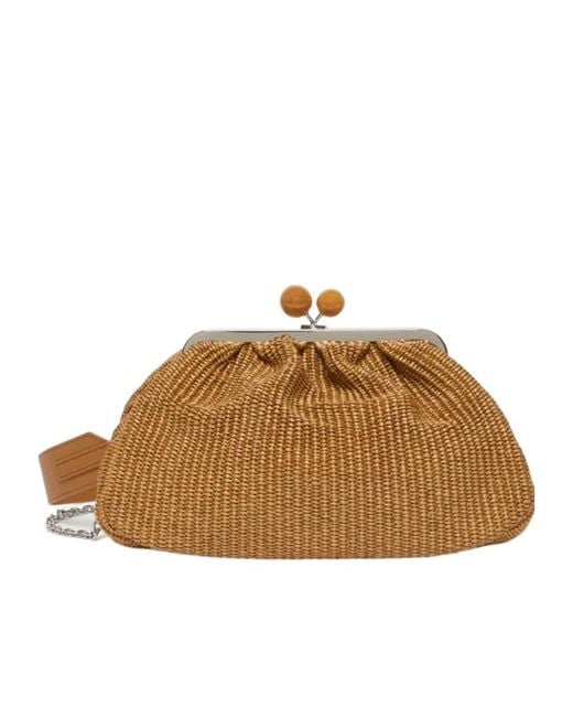 Weekend by Maxmara Brown Medium Pasticcino Raffia-Effect Clutch Bag