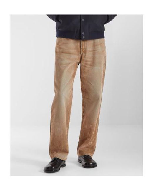 Fendi Natural Logo Patch Straight-Leg Long Jeans for men